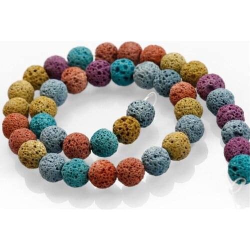 185pcs/lot Multicolour Natural Lava rock Stone 4MM Round Flat Loose Beads Charm Accessories for Jewelry Making DIY Bracelet Free