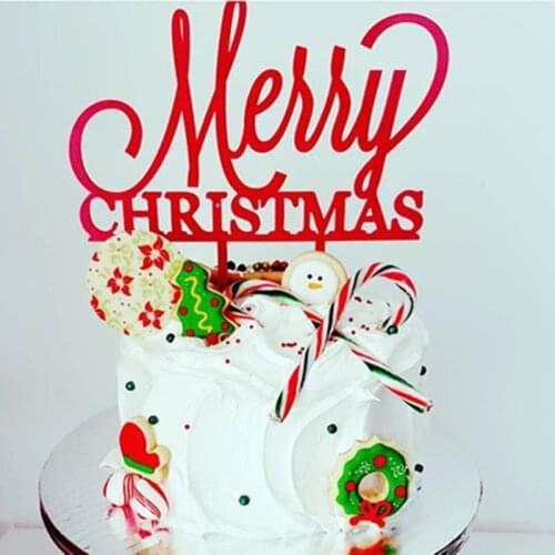 2019 New Merry Christmas Acrylic Cake Topper "Ho Ho Ho" Letters Acrylic Cupcake Topper For Party Christmas Cake Decorations Xmas
