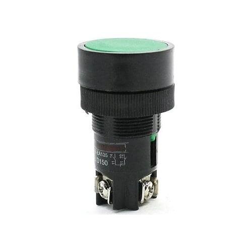 21mm Thread Mounted SPDT 3P Momentary Green Pushbutton Switch 600VAC 10A