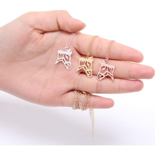 30PCS Origami Horse Head Pendant Charm Necklace Outline Animal Unicorn Face Chain Necklaces for Equestrian Women Cowgirl Gifts
