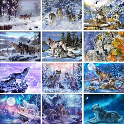 5D Diamond Painting Wolf Square/Round Cross Stitch Diamond Embroidery Animals Bead Picture Kits Handicraft Art Home Decoration