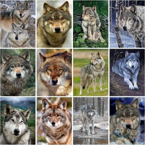 Diy Wolf 5D Diamond Painting Full Square Drill Cross Stitch Rhinestone Mosaic Animal Diamond Embroidery Mosaic Home Decor
