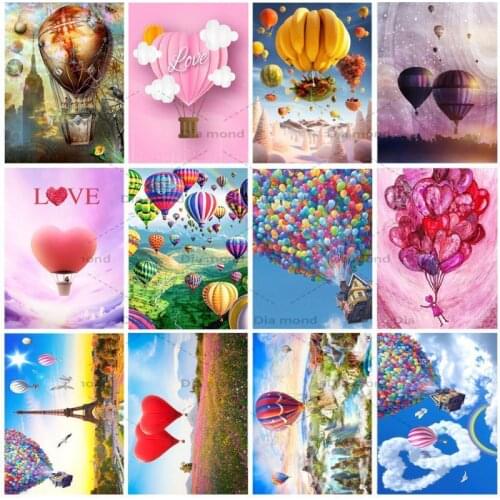 DIY 5D Hot Air Balloon Diamond Painting Scenic Embroidery Picture Mosaic Cross Stitch Kits Festival Present Home Decoration