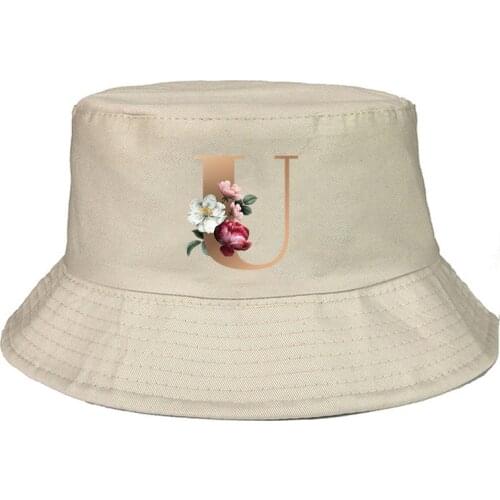 Sports outdoor 26 letter flowers pattern baseball cap peaked hat fisherman hat sunshade breathable striped elastic women/men hat