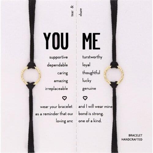 Friendship Sparkly Circle 5 Colored Rope Bracelet Set Fashion Adjustable Bracelet Best Friend Women Jewelry