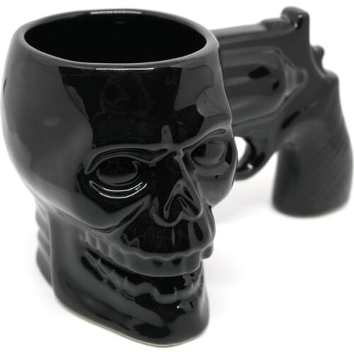 Skull Shape Handle Cute Coffee Mugs and Cups 350ml Black Ceramic Water Cups Milk Mugs Funny Home Decore Ornaments Xmas Gift