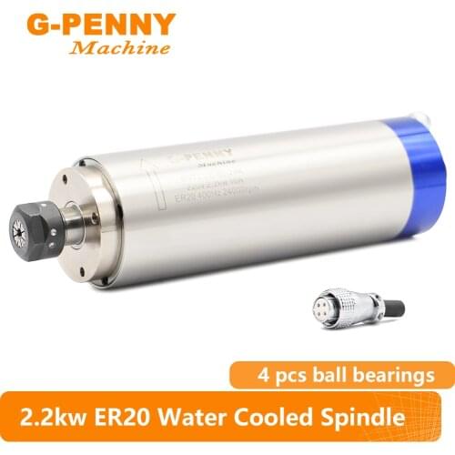 2.2KW ER20 80mm CNC Water Cooled spindle 220v/380v CNC Engraving Milling Router Machine water cooled spindle 4pcs bearings