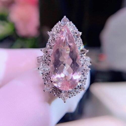 H1207 Morganite Ring 5.45ct Fine Jewelry 18K Gold 100% Natural Pink Beryl Heliodor Morganite Jewellery for women Fine Ring