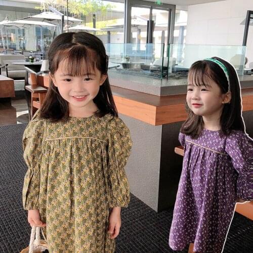 Cotton Floral Pullover Kids Dress Spring Summer Baby Girls Warm Tops Bottoming Children Clothes Special Occasion Long Sleeve Hig
