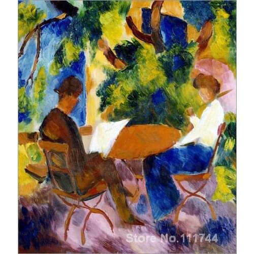 Art to canvas Couple at the garden table by August Macke art High quality Handmade