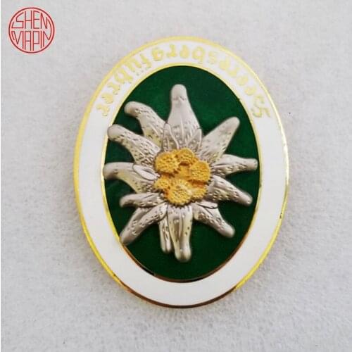 TOP Quality Edelweiss German Medal Brass Medal Badge Sign Brooch