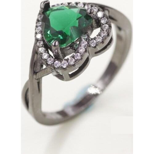 Fashion CZ Flower Shiny Red Ring Red Garnet Women Charming Engagement Jewelry Black Gold Filled Promise Rings HJ05