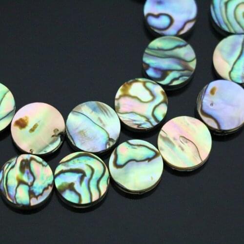 Fashion natural abalone shell flat coin round beads 8mm making loose beads jewelry 16"B1161