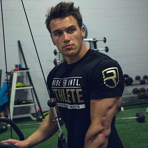 Mens Summer Letter Printing Cotton Tops Casual Short Sleeve T-shirt Sports Compression Tight Fitness Base Layer Gym Sweatshirt