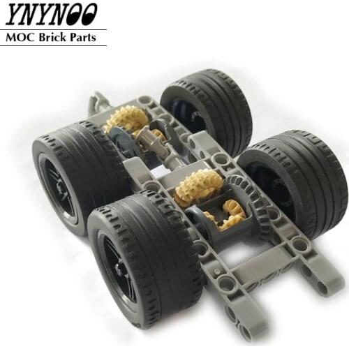 10Pcs High-Tech FRAMED DIFFERENTIAL GEAR SET Kit Pack Chassis with 2Pcs Wheels MOC Building Blocks Bricks Parts DIY Toys gifts