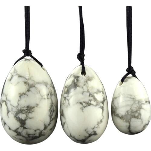 Natural White Howlite Yoni Egg Set Drilled Kegel Exercise Pelvic Floor Muscles Vaginal Exercise Tighten BallMassage Relaxation