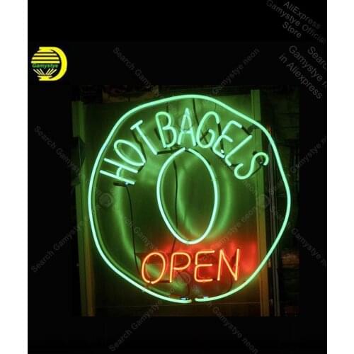 Neon Sign for Hot Bagels neon Light Sign Open Beer Pub Sign real glass Neon Bar Signs Metal Signs Garage Neon Window Lights cubs