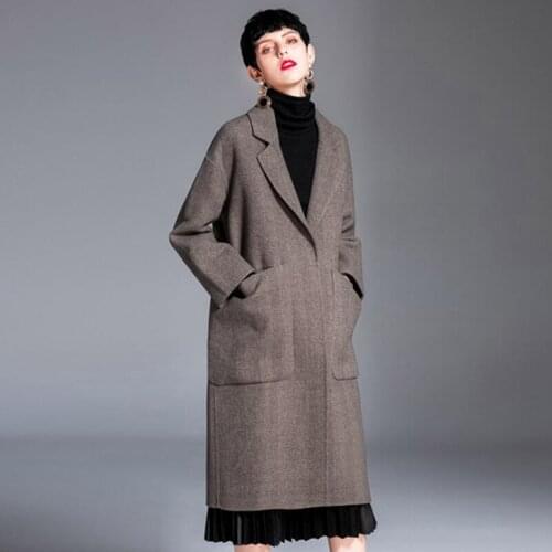 New Winter Cloak Leisure Women Woolen Coat Female Autumn Mid-Long tailored collar Womens Popular Outerwear Plus size Overcoat