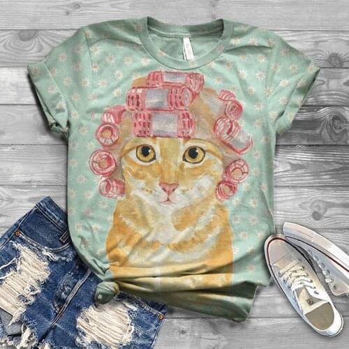 2021 summer new mens/womens T-shirt short-sleeved cat print 3D shirt casual hip-hop 3DT shirt top size S-6XL