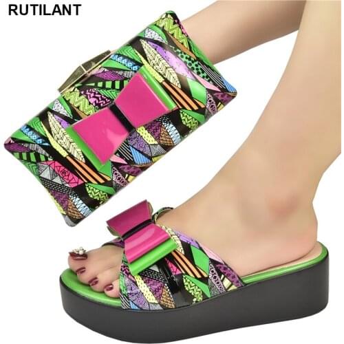 New Shoes and Bag for Party Wedding Womens Platform Heels Patent Leather Wedding Shoes for Women Bride Wedges Shoes for Women