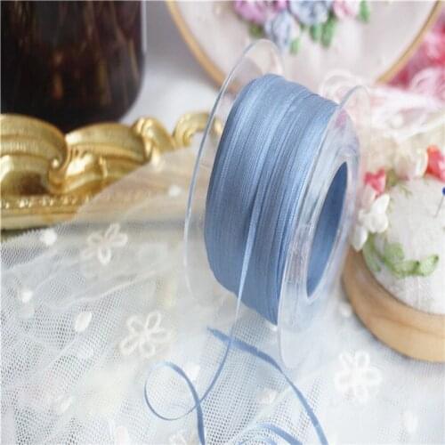 New color 2mm Solid colors of 100% pure silk embroidery ribbon thin taffeta high quality silk ribbon Anya Ribbon Handcraft