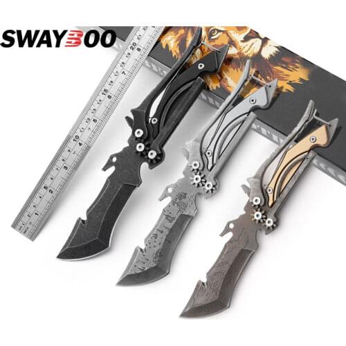 Swayboo 4CR14 steel Knife scissors Multi Fixed blade 3CR13 Handle Stone Washed Knives tactical Delf-defense survival knife