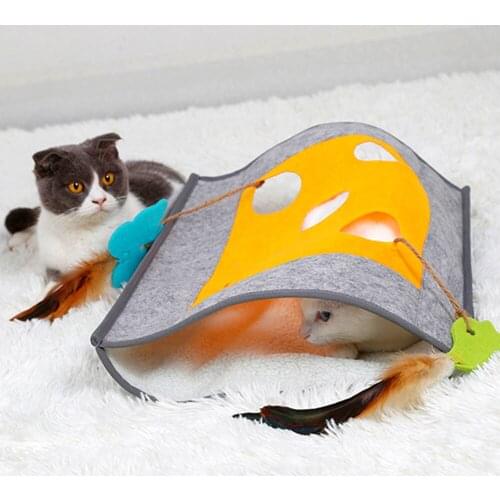 Pet Cat Blanket Toy Play Mat With Holes Cat Tunnel Sleeping Bag Creative Warm Kitten Nest Hiding House Pet Training Supplies