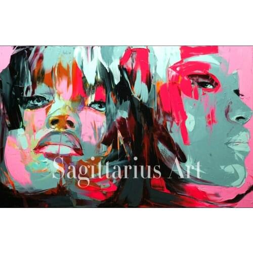 Palette knife painting portrait Hand Painted Francoise Nielly Designer Untitled 02 Face Oil painting canvas Impasto on Cool Face