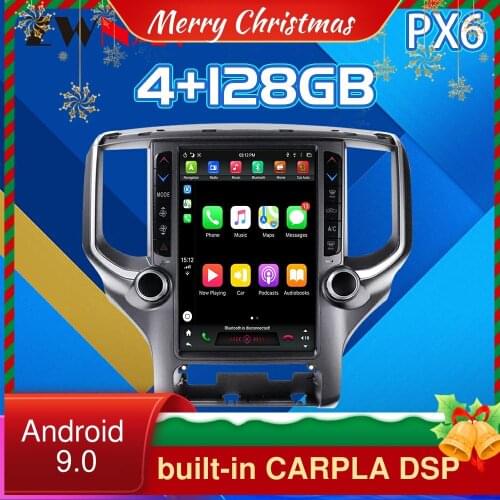 4+128G Android 9 Tesla Screen For Dodge RAM 1500 Car Multimedia Player GPS Navi Audio Radio Auto Stereo Head Unit 2018-2020
