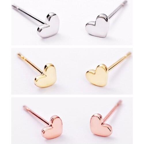 Huitan Mini Heart Love Stud Earrings for Girls Daily Wear Accessories Simple Stylish Womens Earrings Versatile Hot Sale Jewelry