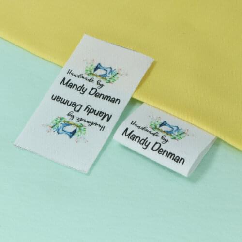 Sewing labels / Custom brand labels, Clothing Labels, Sewing Machine, Fabric 100% cotton, Custom text (FR103)