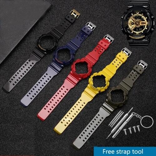 Silicone Rubber Case Watchband for Casio G-SHOCK GA-110 / 100 GA-120 GD-110 Men Sport Waterproof Band Strap Bracelet Accessories