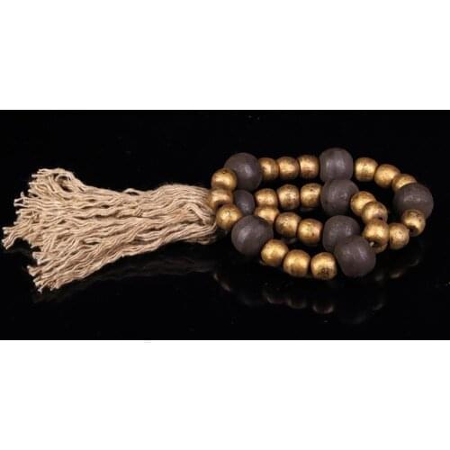 Tibetan Buddhist old medicine beads holding necklace rosary black and white beads Amulet pendant
