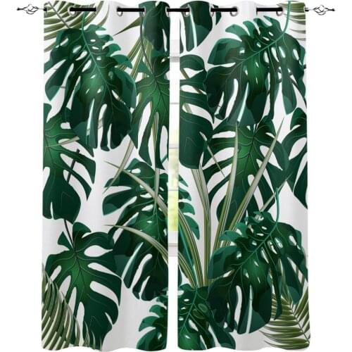 Tropical Leaves Monstera Curtains for Windows Drapes Blinds Modern Custom Printing Curtain For Living Room Bedroom Home Decor