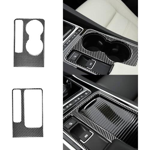 1PCS For Jaguar F-PACE XE XF X761 X760 X260 Accessories Carbon Center Console Cupholder Handbrake Panel Decoration Cover Sticker