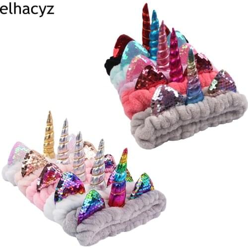 10pcs/lot Hot-sale Unicorn Headband Soft Elastic Hair Band for Women Girls Wash Face Headwear Makeup Headband Hair Accessories