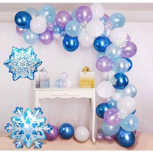 105pc/lot Princess Girl Blue Birthday Party Decorations Baby Shower Party Decorations Kids Toys Ballon Decor Supplies Set