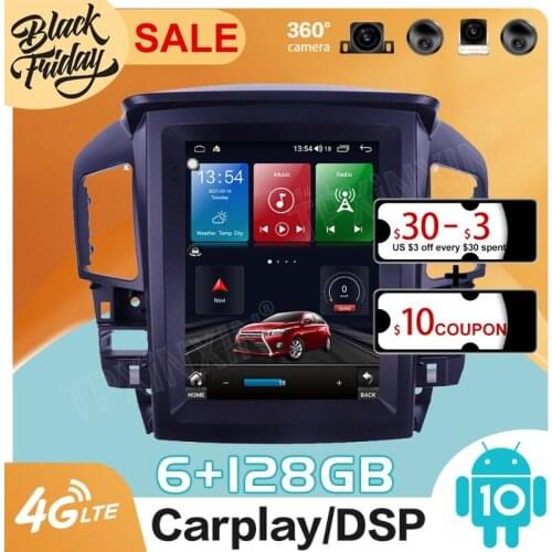 128GB Android 10.0 Tesla Style for Lexus RX300 1998 1999 2003 Carplay GPS Car Navigation Multimedia Video Player Stereo Radio