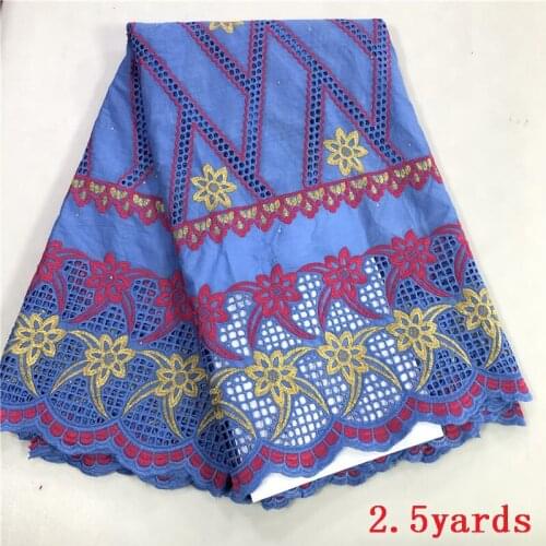2.5yards African Cotton Lace Fabric With Eyelet Embroidery Nigerian Swiss Voile Lace In Switzerland Party