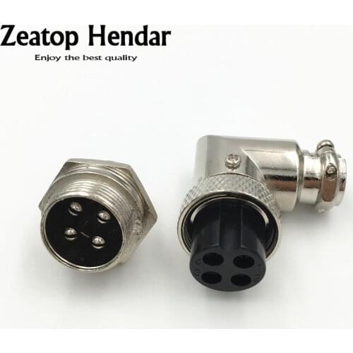 5 Set Electric GX16 M16 Elbow 90 Degree Right Angle 4 Pin Aviation Connector Female Plug and Male Chassis Mount Socket