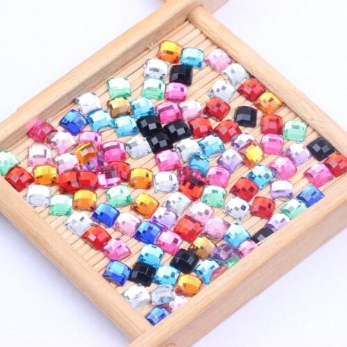 5mm 5000pcs Acrylic Rhinestones Square Shape Flatback Earth Facets Many Colors Flat Back Glue On Beads DIY Nail Art Decoration