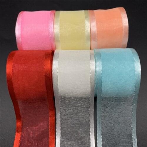 5Yards/Lot 38mm Satin Edge Organza Ribbon Bow Hair Wedding Christmas Decoration Lace Crafts