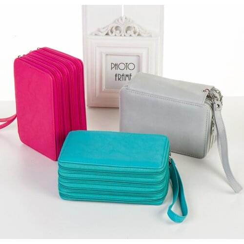 72 Holders 4 Layers Handy PU Leather School Pencils Case Large Capacity Colored Pencil Bag For Student Gift Art Supplies
