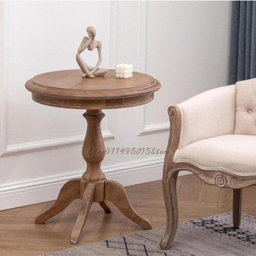 American Sucking Coffee Table Log Simple Round Small Round Table Balcony Solid Wood French Sofa Small Side Table