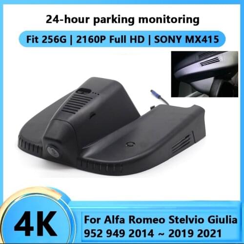 Car DVR Wifi Driving Video Recorder For Alfa Romeo Stelvio Giulia 952 949 2014 To 2021 Dash Cam 4K 24h Parking Monitoring camera