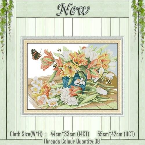 Butterflies love flowers decor painting counted printed on the canvas DMC 11CT 14CT kits Cross Stitch embroidery needlework Sets