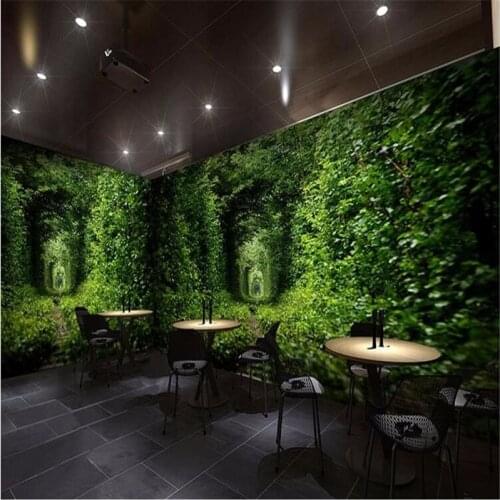 Beibehang photo wallpaper Fresh green love tunnel train tracks literary pastoral living dining large mural wall paper roll