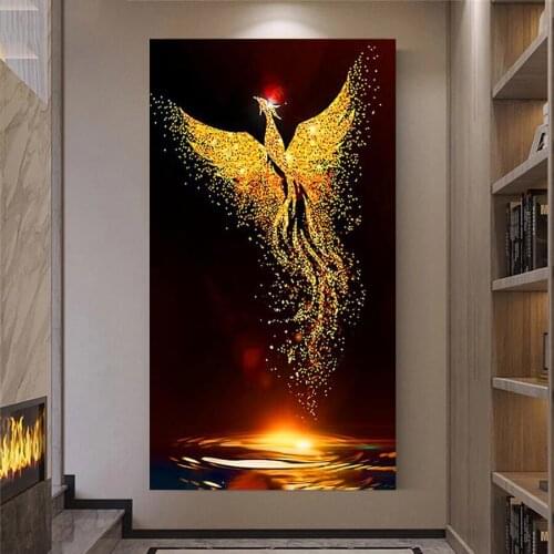 Large 5D Diamond Painting Golden Phoenix Full Drill DIY Cross Stitch square Diamond Embroidery rhinestones Diamond Mosaic Decor