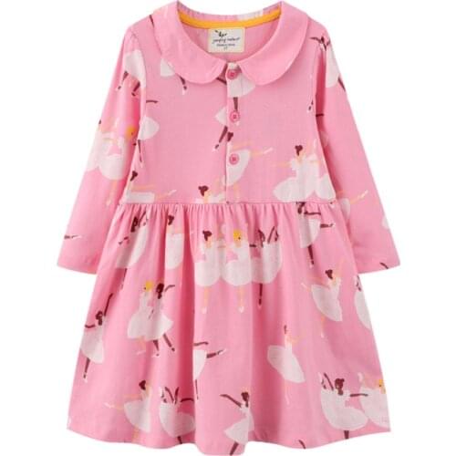 Jumping Meters New Arrival Autumn Spring Princess Girls Dresses Collar Dancing Girls Print Fashion Kids Costume Frocks Dress