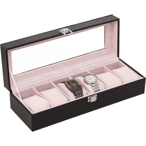 Mens Watch Display Box 6 Slots Watch Case Display Organizer Watch Display Storage Case For Men Women With Cushions And Lock